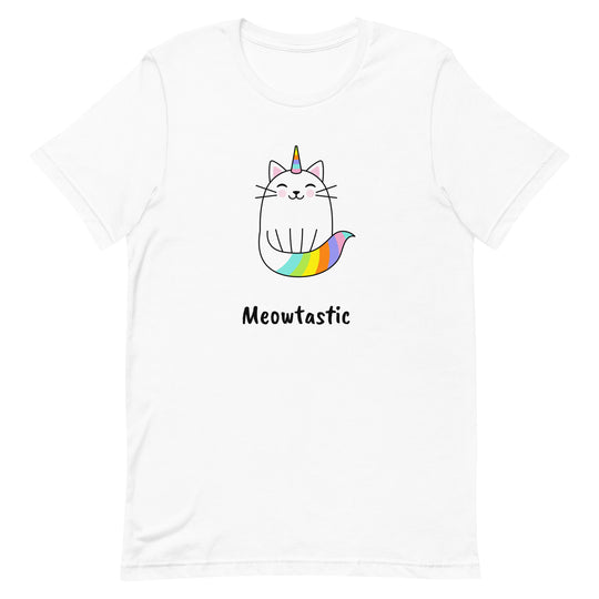 Meowtastic Cat T-Shirt - Rainbow Unicorn Cat Adult Unisex T-Shirt