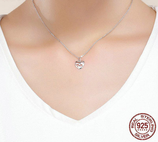 Sterling Silver Cat in Heart Shape Pendant Necklace
