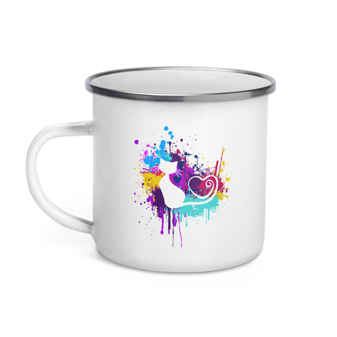 Cat Paint Splat Enamel Mug