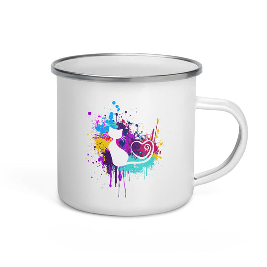 Cat Paint Splat Enamel Mug