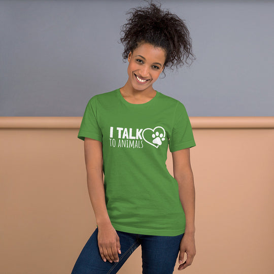 I Talk To Animals - Heart Paw Print - Short-Sleeve Unisex T-Shirt