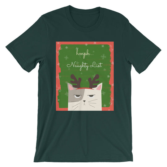Hmph Naughty List Cat Short-Sleeve Unisex T-Shirt