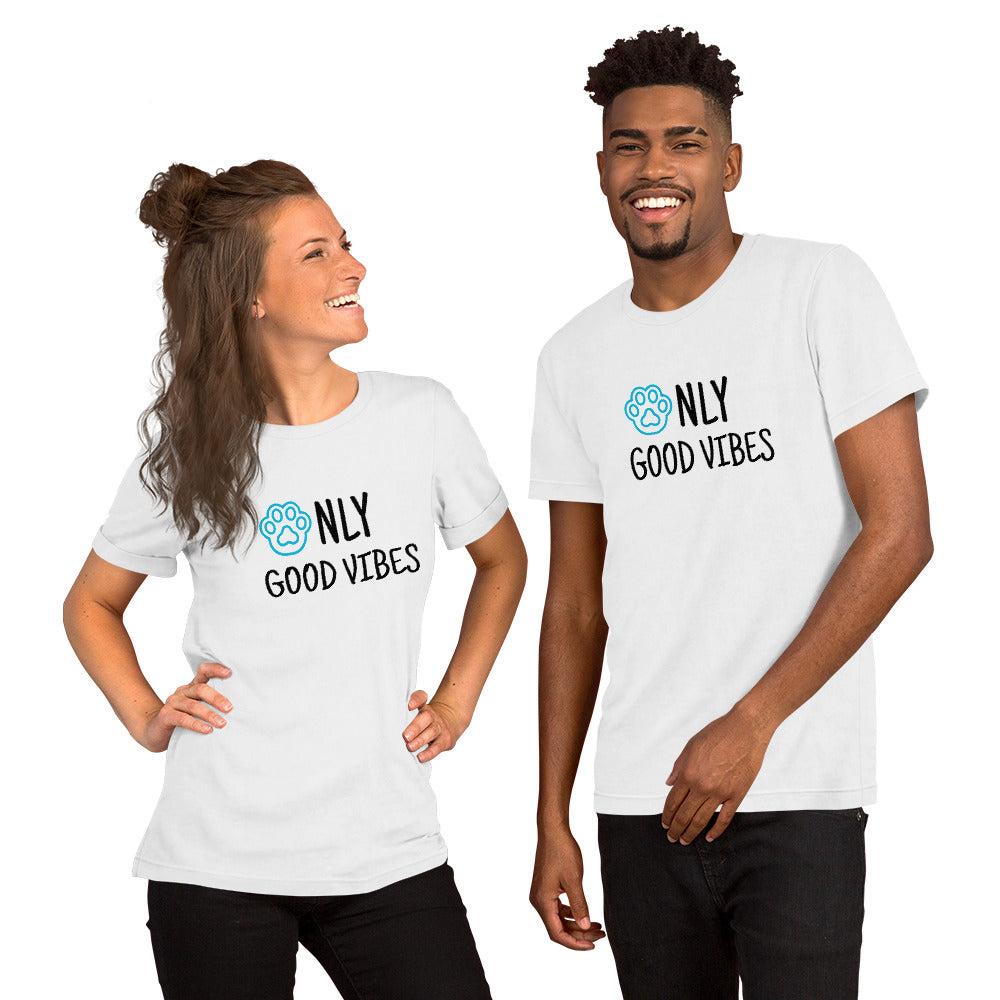 Only Good Vibes Paw Print Short-Sleeve Unisex T-Shirt