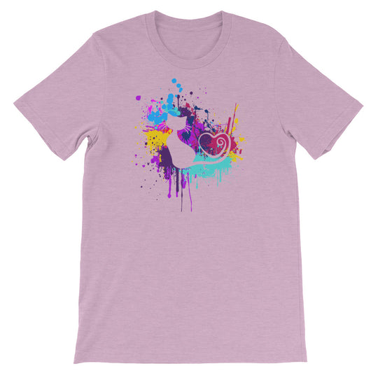 Artsy Cat Paint Splat Heart Tail Cat T-Shirt