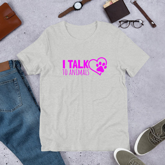 I Talk To Animals - Pink Print - Short-Sleeve Unisex T-Shirt