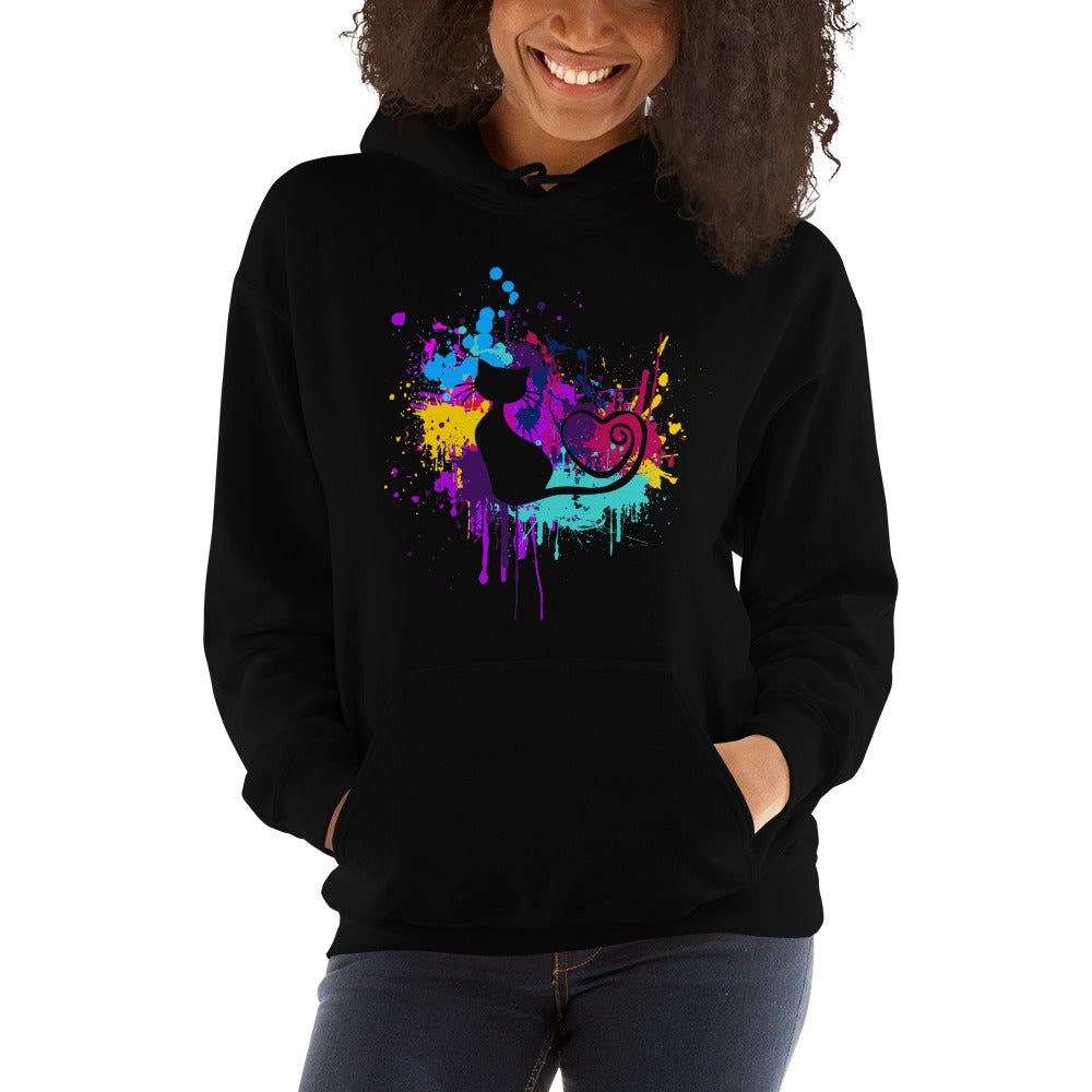 cat hoodie paint splat heart tail