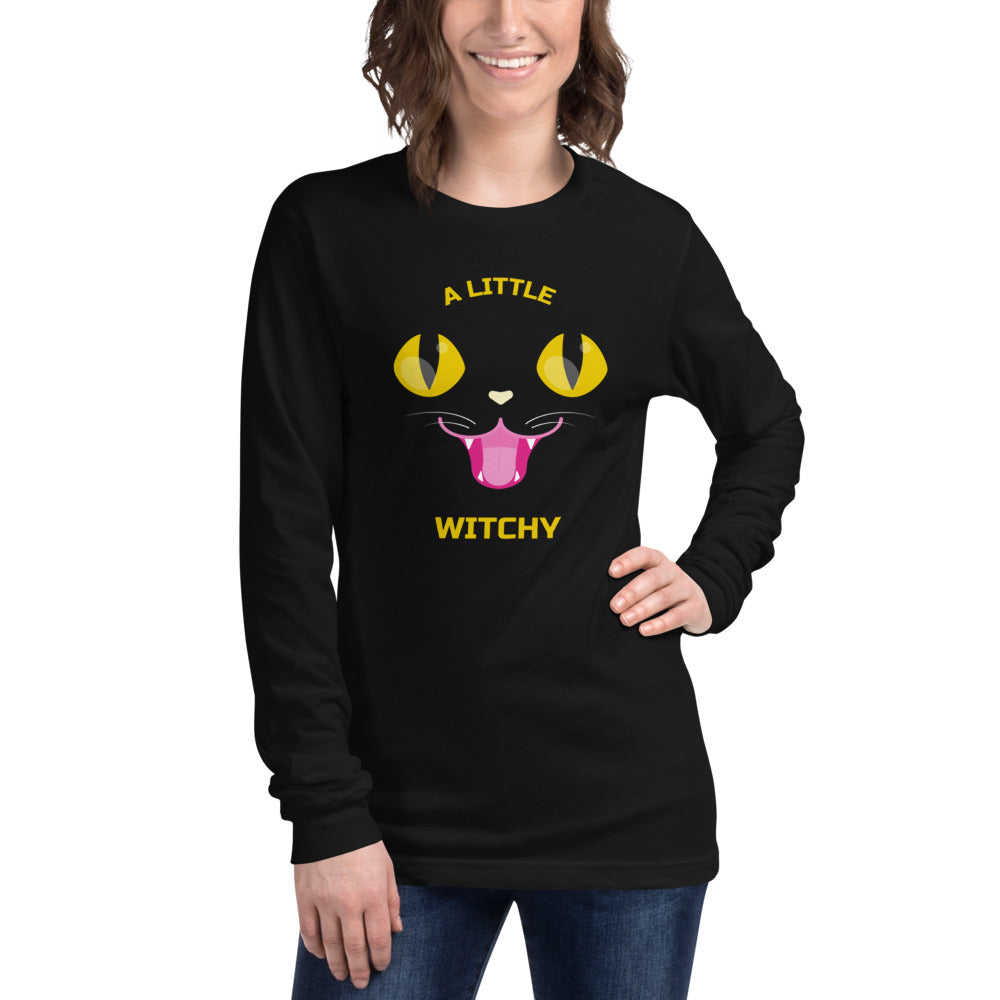 black cat long sleeve tee for Halloween