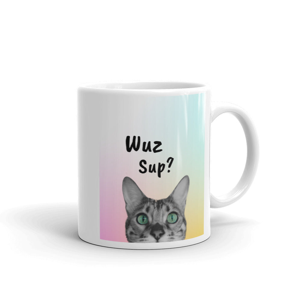 Wuz Up Funny Cat Mug - Printed on Both Sides