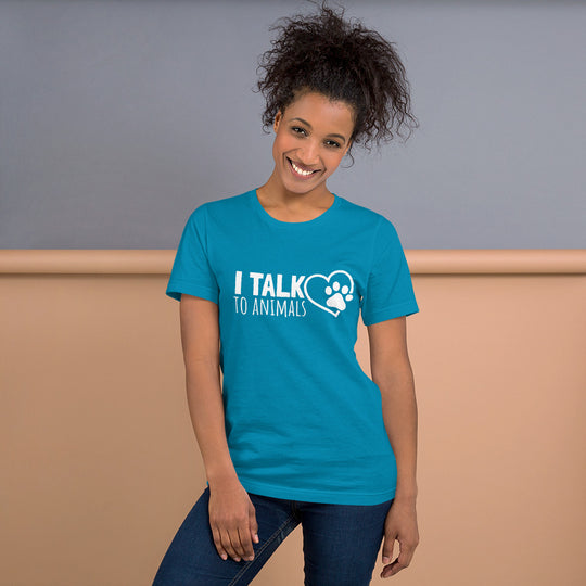I Talk To Animals - Heart Paw Print - Short-Sleeve Unisex T-Shirt
