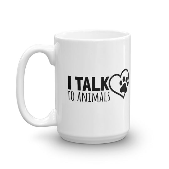 I Talk To Animals Heart Paw Mug - Black Print