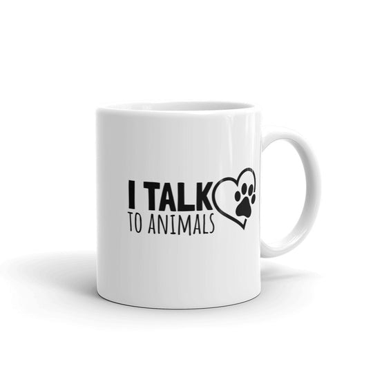 I Talk To Animals Heart Paw Mug - Black Print