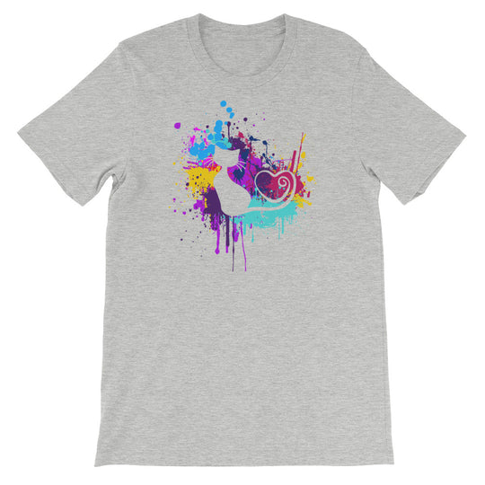 Artsy Cat Paint Splat Heart Tail Cat T-Shirt