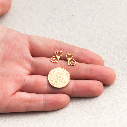 Cute Cats Stud Earrings - Stainless Steel - Cute Mini Stud Earring