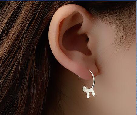 silver cat earrings