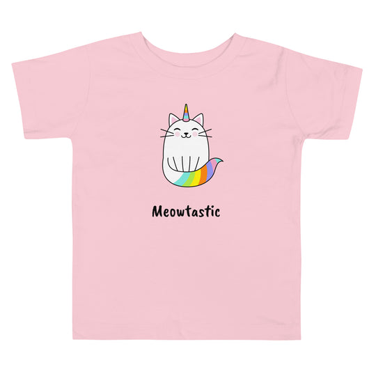 Meowtastic Toddler Cat T-Shirt - Rainbow Unicorn Cat T-Shirt