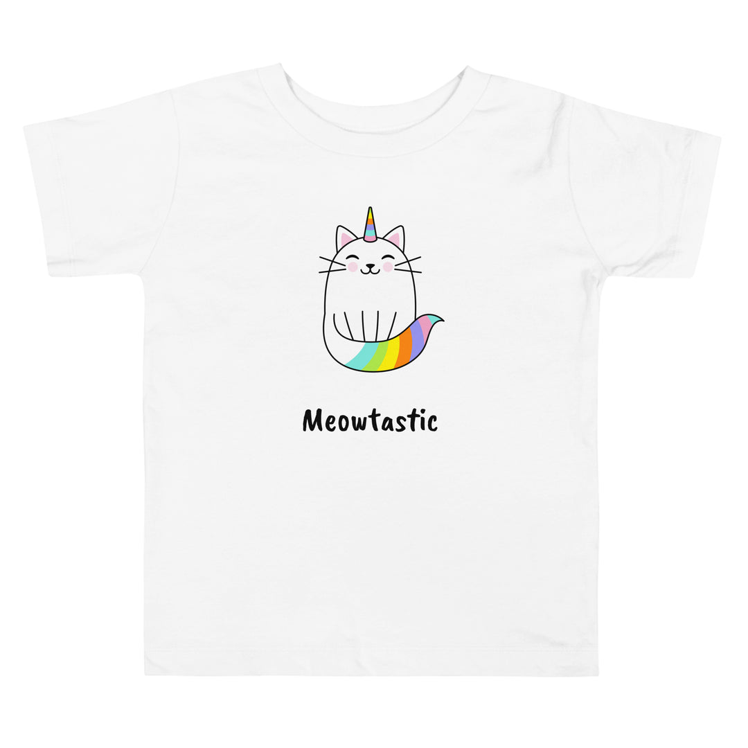 Meowtastic Toddler Cat T-Shirt - Rainbow Unicorn Cat T-Shirt