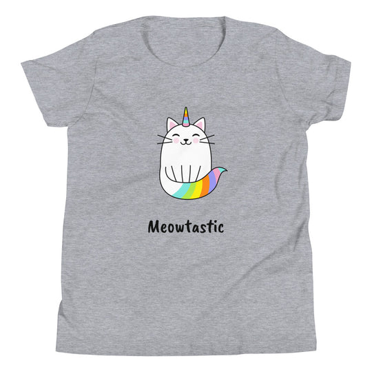 Meowtastic Girls Cat T-Shirt - Rainbow Unicorn Cat T-Shirt