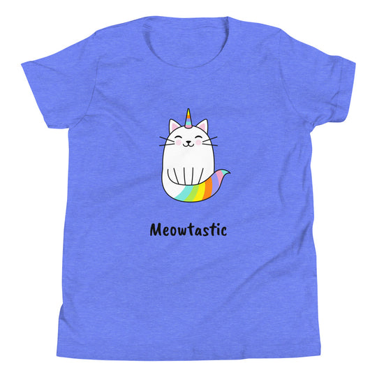 Meowtastic Girls Cat T-Shirt - Rainbow Unicorn Cat T-Shirt