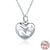 Sterling Silver Cat in Heart Shape Pendant Necklace