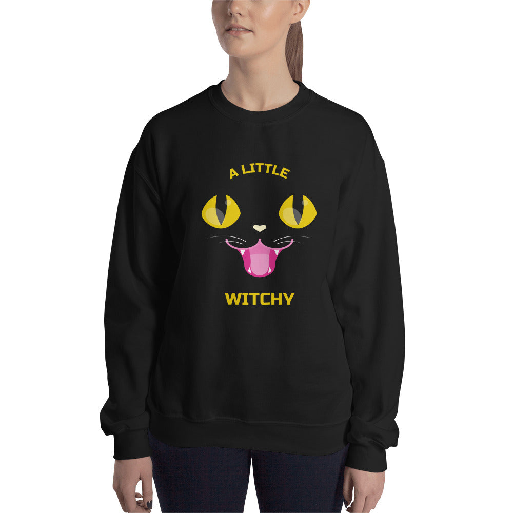 black cat a little witchy halloween sweatshirt