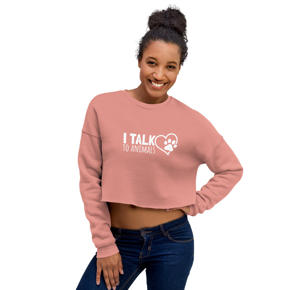 I Talk To Animals - Heart With Paw Print - Crop Sweatshirt