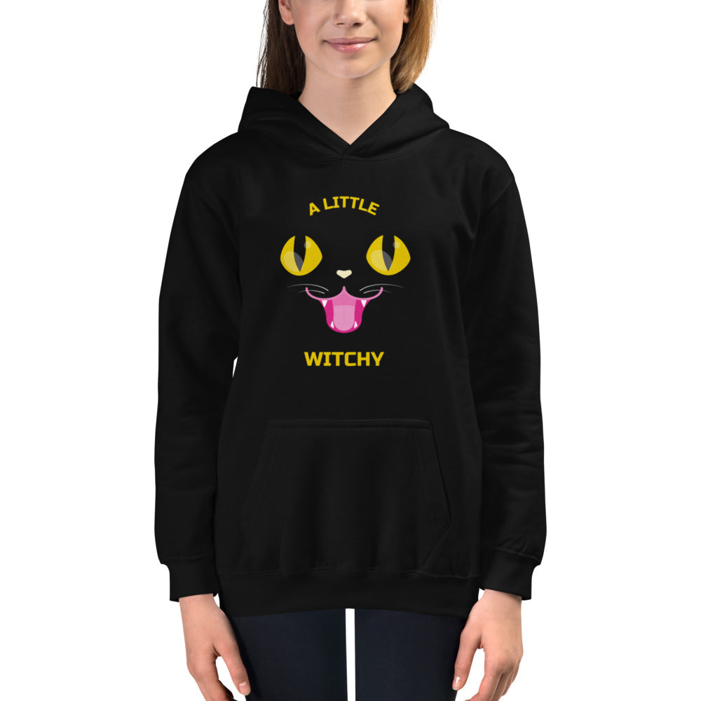 kids black cat hoodie a little wirchy