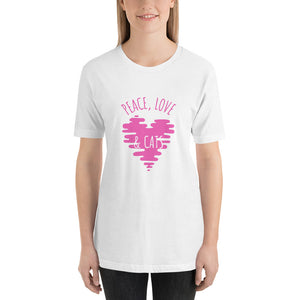 Peace Love and Cats Short-Sleeve Unisex T-Shirt - Pink Print