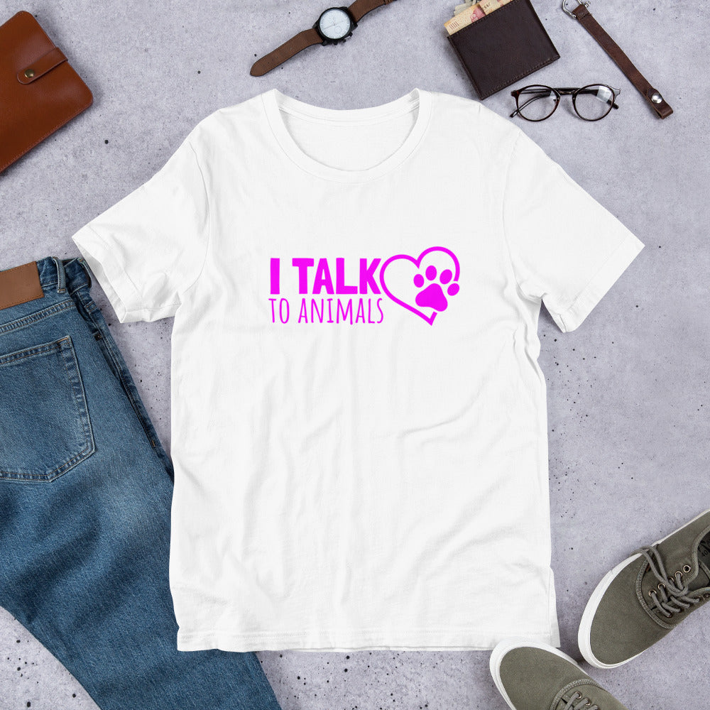 I Talk To Animals - Pink Print - Short-Sleeve Unisex T-Shirt