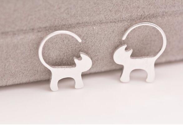 silver cat earrings