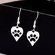 Paw Prints in Hearts - Heart-shaped Paw Print Drop Earrings