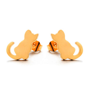 Cute Kitten Earrings - Stainless Steel - Cat Stud Earrings