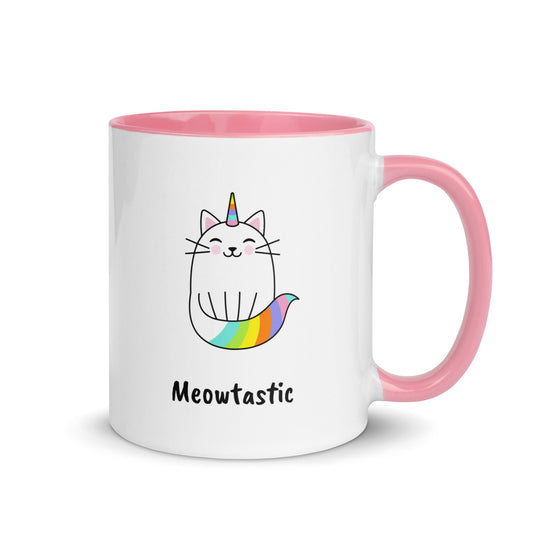 cat unicorn mug meowtastic with pink inside